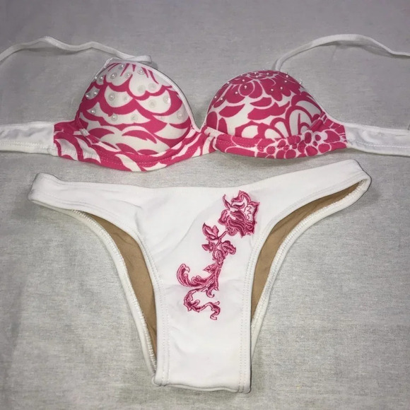 Recco brazilian angel white and pink bikini. New With Tags - Picture 1 of 5